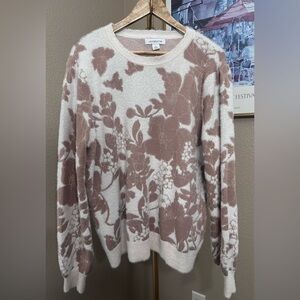 Liz Claiborne sweater with gold and tan flowers size XL